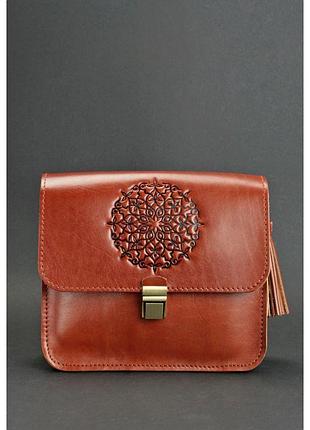 Кожаная сумка через плечо бохо лилу (кожа krast) виноград коньяк