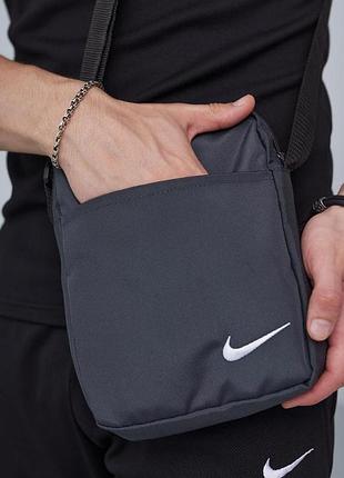 Барсетка nike темно-серая, мужская сумка через плечо найк