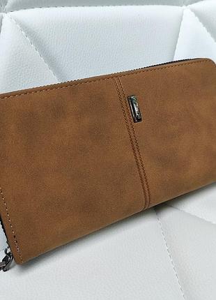 Мужской кошелек классический boweisi коричневое кожаное портмоне