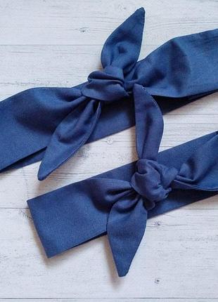 Набір пов'язок однотонних мама+доти соломи синій