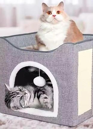 Домик-будка для животных каркасный двухэтажный дом для котов и собак