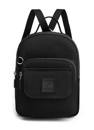Прогулянковий жіночий міні рюкзак з нейлону в чорному кольорі