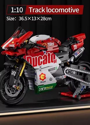 Конструктор 1:10 спортивный мотоцикл ducati — 863 деталі, красный технический байк в стиле лего, для детей и взрослых