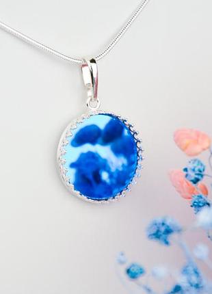 Срібний кулон блакитне дзеркало арт. 771232