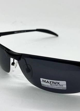Очки солнцезащитные matrix спорт с чёрными линзами с поляризацией в тонкой металлический полуободковой оправе