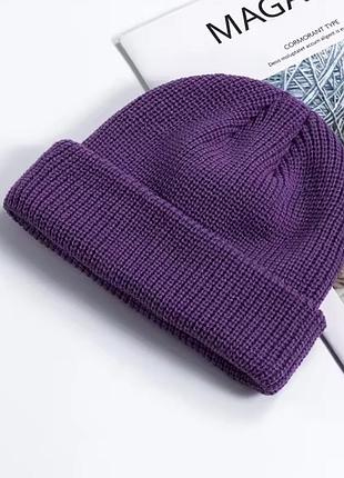 Шапка стильная вязаная короткая бини beanie docker докер ка до ушей как у монатика кусто леона зима осень