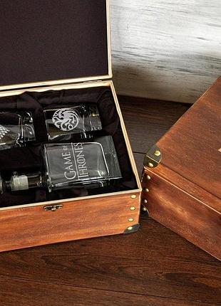 Подарочный набор для любителей игры престолов, стеклянный графин + стаканы для виски графін + 6 склянки,