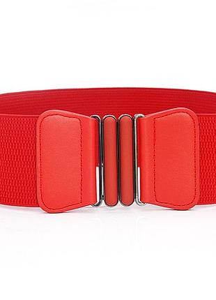 Женский ремень тканевой красный (резинка)( 4102 )