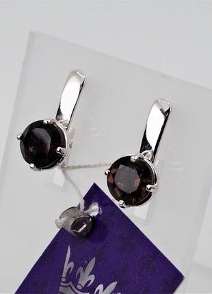 Серьги серебряные с раухтопазами 925 пробы.