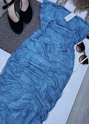 Нова міді сукня karen millen m плаття бандо асиметрична сукня по фігурі в принт денім