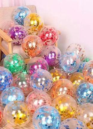 Шарики прозрачные с конфетти 12'' 30см