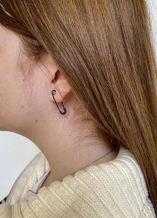 Серьги-булавки, большие и маленькие булавки на ушко, родий и черная гальваника,серебряное покрытие 925 пробы великі чорні