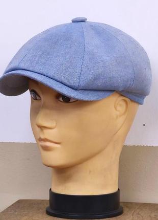 Кепка мужская восьмиклинка хулиганка 8 клинка comfort heads весенняя летняя лён льняная голубой голубая 57