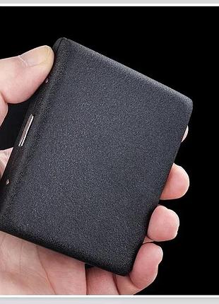 Уценка! металлический черный матовый кейс 96×83×22 мм – двойное открывание футляр портсигаром