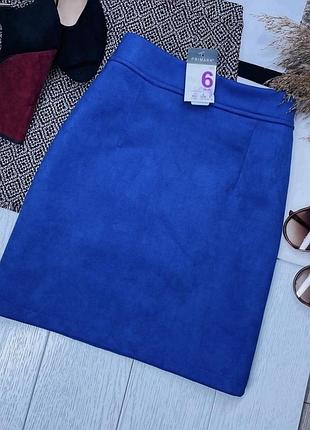 Нова замшева спідниця xs спідниця трапеція коротка спідниця синя