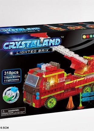 Конструктор светящиеся блоки crystaland 99031 пожарный транспорт 318дет