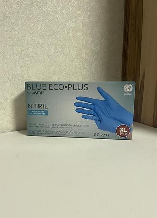 Рукавички нітрилові ampri blue eco-plus неопудрені розмір xl 50 пар сині