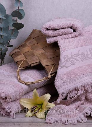 Полотенце махровое банное blome 70*140 (рис эффект, с бахромой) (рис эффект, с бахромой) тауп