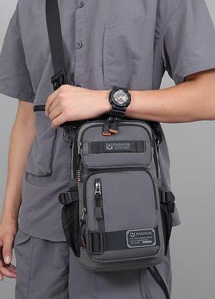 Однолямочный рюкзак сумка mackros 9961 мужской городской влагостойкий серый 5л