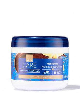 Живильний крем для обличчя avon care, рук та тіла з маслом какао та екстрактом ванілі, 400 мл