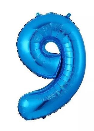 Цифра фольгированная 9 синий 32"