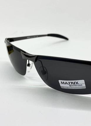 Очки солнцезащитные matrix спорт с чёрными линзами с поляризацией в тонкой металлический полуободковой оправе