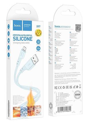Usb кабель hoco x97 crystal color, type-c, 1.0 м.(білий)