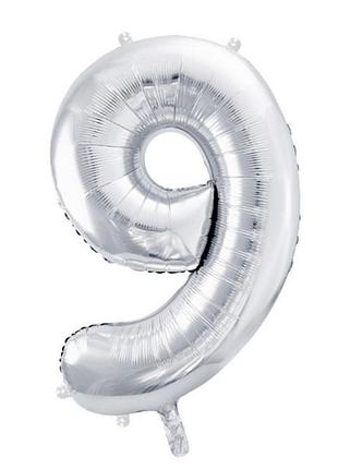 Цифры фольгированные 9 серебро 32"