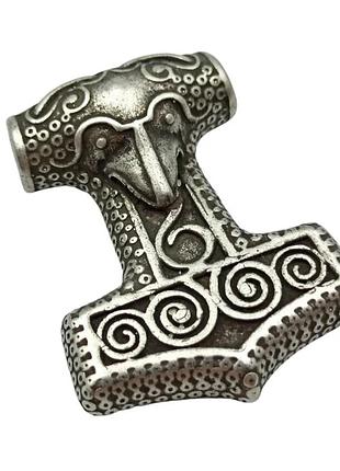 Бронзовая подвеска мьёльнир из сконе ручное литье посеребренная бронза