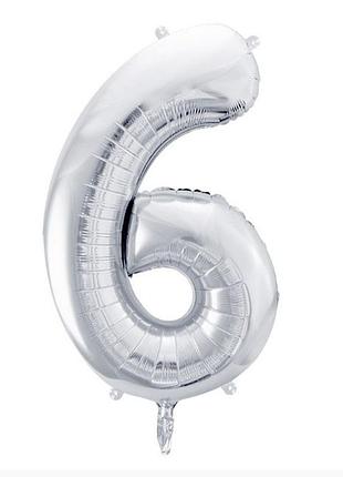 Цифры фольгированные 6 серебро 32"