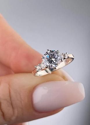 Кольцо серебряное с золотом и фианитами