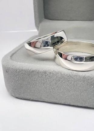 Обручальное кольцо серебряное парное (родий / позолота)