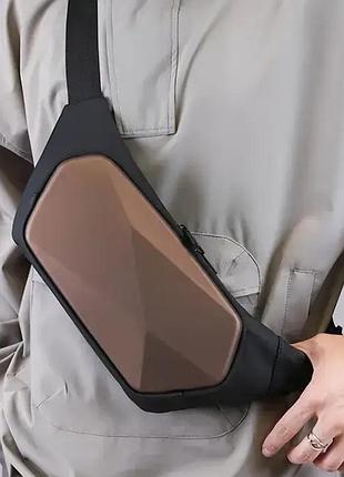 Мужская нагрудная сумка сумка бананка коричневая tiding