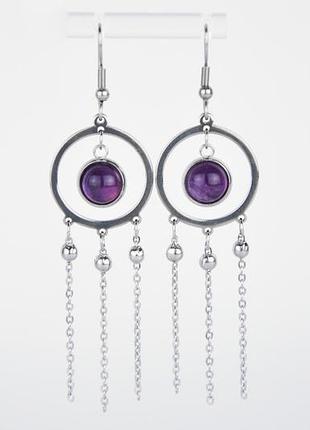 Серьги сталь аметист арт. 771251