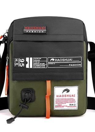 Сумка мужская через плече mackros 2067 влагостойкая износоустойчивая цвет зеленый