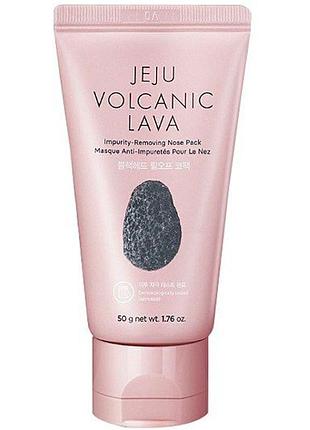 Маска-плівка від чорних цяток the face shop jeju volcanic lava impurity-removing nose pack, 50 г