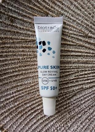 🩵biotrade pure skin day cream денний антивіковий крем spf 50 з ніацинамідом та гілауроновою кислотою проти зморшок та тьмяності пробник