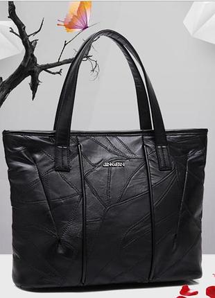 Внимание уценка !!!! сумка женская натуральная кожа + эко кожа черный( 0196 )