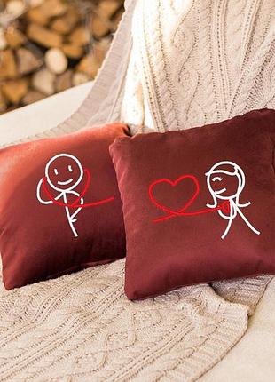 Набор из 2 подушек для влюбленных пар день святого валентина с надписям «слушай сердце» флок бордовый