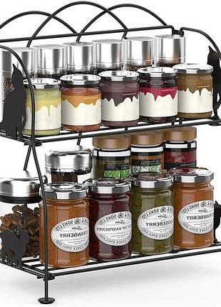 Органайзер для специй yangman-k, 2 яруса, складной, для кухни, ванной комнаты (черный, коты)
