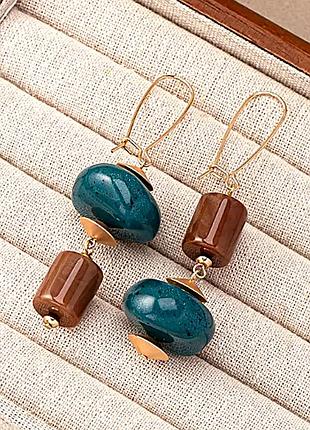Сережки женские удлиненные асимметричные бохо