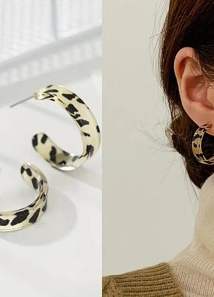 Сережки біжутерія леопардовий принт акрил