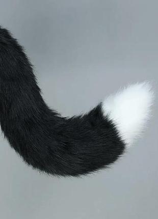 Набор "кошка" 2 в 1 обруч ушки и хвост меховые для квадробики, косплея, аниме, черный, унисекс wuke one size