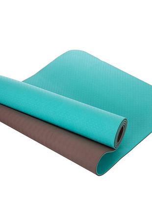 Коврик для фитнеса и йоги fi-3046 183x61x0,6см бирюзово-серый