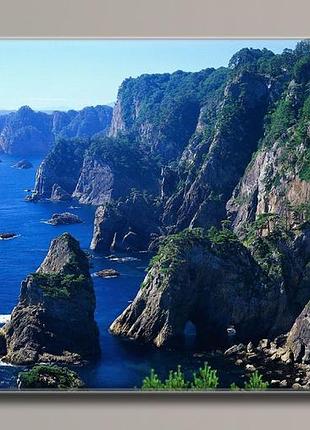 "скалы на закате" картина на холсте для интерьера 91, 54