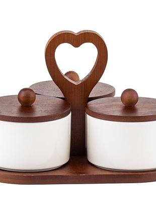Набір ємностей для зберігання з бамбуковою кришкою "тріо гармонії", 21*20,5 см elisey