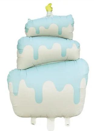 Фольгированный шар торт голубой 96*55,5см