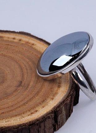 Кольцо серебряное "скандинавия" с гематитом 925 пробы.