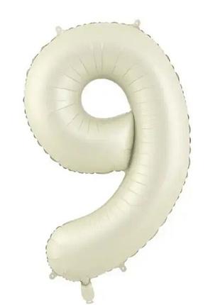 Цифра фольгированная 9 кремовая 32" 81 см