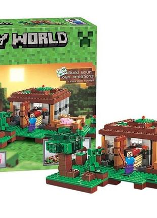 Конструктор bela my world крипер у дома стива 408 дет